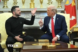 Tổng thống Mỹ Donald Trump (phải) hội đàm với Tổng thống Ukraine Volodymyr Zelensky tại Nhà Trắng, ngày 28/2/2025. (Ảnh: AP/TTXVN)