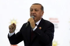 Tổng thống Thổ Nhĩ Kỳ Recep Tayyip Erdogan trong một sự kiện ở Ankara ngày 14/8. (Nguồn: AFP/TTXVN)