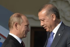 Tổng thống Thổ Nhĩ Kỳ Recep Tayyip Erdogan (phải) trong cuộc gặp với Tổng thống Nga Vladimir Putin tại Saint Petersburg ngày 5/9/2013. (Nguồn: AFP/TTXVN)