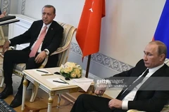 Tổng thống Nga Vladimir Putin và người đồng cấp Thổ Nhĩ Kỳ Recep Tayyip Erdogan tại cuộc gặp hồi tháng Tám vừa qua. (Nguồn: AFP)