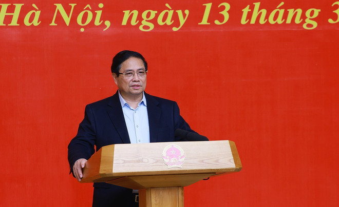 Thủ tướng Phạm Minh Chính chủ trì Phiên họp lần thứ tư của Tiểu Ban Kinh tế-xã hội. (Ảnh: Dương Giang/TTXVN) Thủ tướng: Báo cáo kinh tế - xã hội Đại hội XIV của Đảng phải ở tầm chiến lược