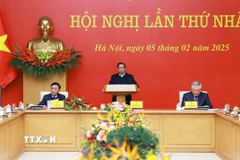 Thủ tướng Phạm Minh Chính phát biểu khai mạc Hội nghị lần thứ nhất Ban Chấp hành Đảng bộ Chính phủ nhiệm kỳ 2020-2025. (Ảnh: Dương Giang/TTXVN)