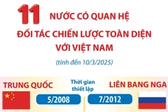 11 nước có quan hệ Đối tác Chiến lược Toàn diện với Việt Nam