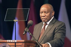 Tổng thống Nam Phi Cyril Ramaphosa phát biểu khai mạc Hội nghị Ngoại trưởng G20 tại Johannesburg, Nam Phi ngày 20/2/2025. (Ảnh: Kyodo/TTXVN)