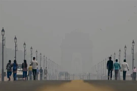 Khói mù ô nhiễm bao phủ dày đặc tại New Delhi (Ấn Độ), ngày 3/11/2023. (Ảnh: AFP/TTXVN)