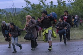 Người tị nạn Syria tìm cách vượt biên trái phép qua khu vực biên giới Hy Lạp- Macedonia. (Nguồn: AFP/TTXVN)