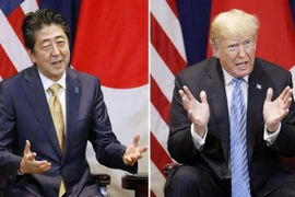 Tổng thống Mỹ Donald Trump (phải) và Thủ tướng Nhật Bản Shinzo Abe. (Nguồn: Kyodo) 