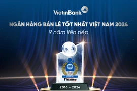 VietinBank 9 năm liên tiếp được vinh danh “Ngân hàng bán lẻ tốt nhất Việt Nam”. (Ảnh: Vietnam+)