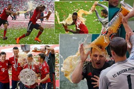 Cận cảnh màn tắm bia của Bayern Munich trong ngày nâng đĩa bạc