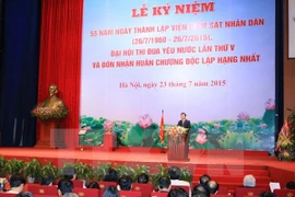 Chủ tịch nước dự Lễ kỷ niệm 55 năm thành lập Viện Kiểm sát Nhân dân hồi tháng 7/2015. (Ảnh: Doãn Tấn/ TTXVN)