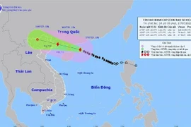 Bão số 1 di chuyển nhanh, tiến sát Vịnh Bắc Bộ. (Ảnh: TTXVN phát)